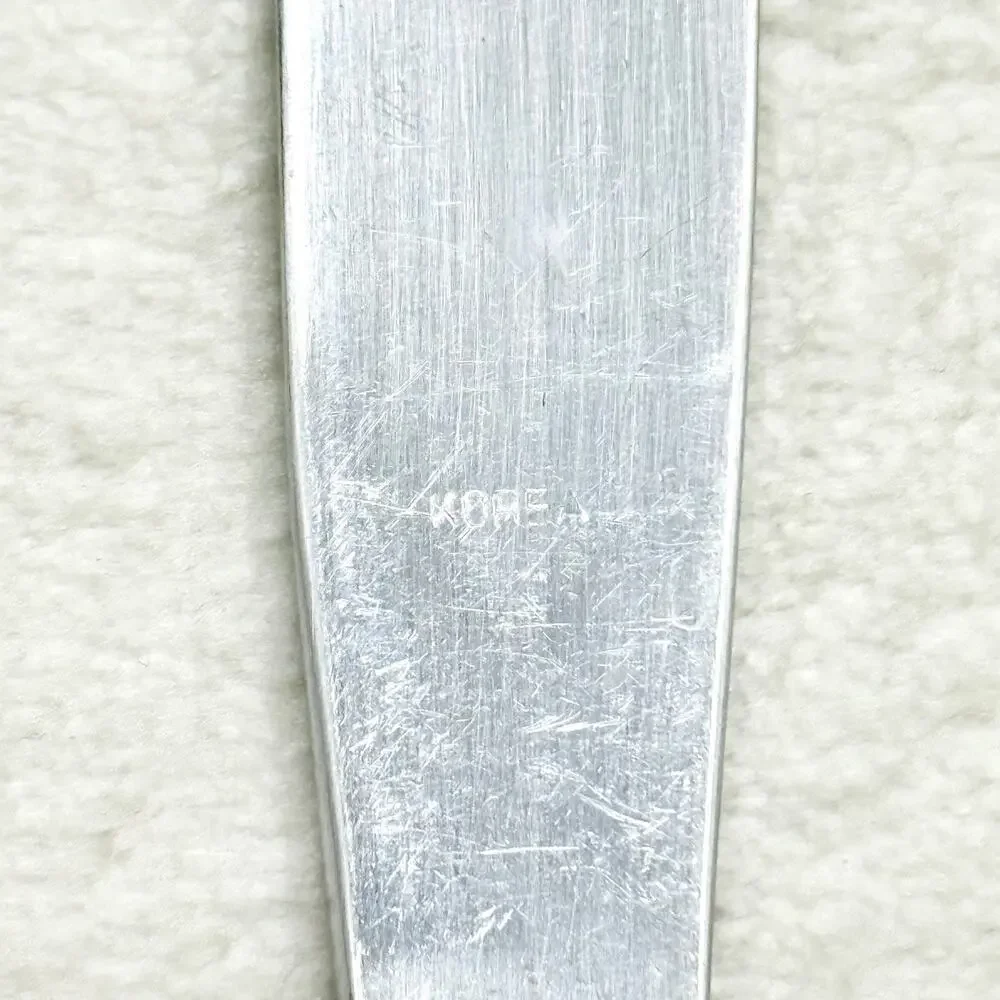 3 Interpur FLORENZ Stainless 8 Petal Black Textured Dinner Knives Korea Flatware